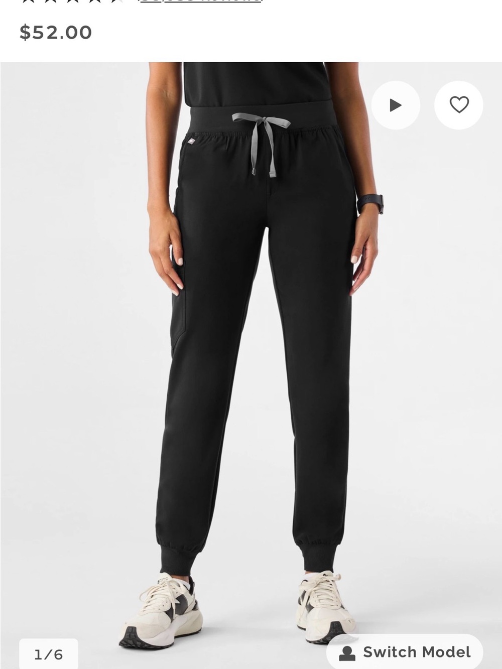 Figs Black Jogger Pants with Gray Drawstring